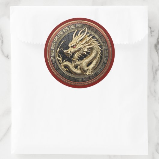 Sticker Rond Gold Sacred Eastern Dragon Medallion (Sac)
