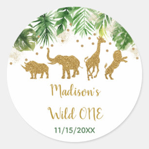 Sticker Rond Gold Safari Wild One Premier Anniversaire