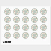 Sticker Rond Gold Sage Vert rose rose Blush FlorNames Mariage C (Feuille)