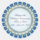 Sticker Rond Gold Sapphire Bleu 45e anniversaire Mariage (Devant)