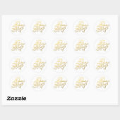 Sticker Rond Gold Script Mangez, buvez et soyez joyeux vacances (Feuille)