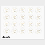 Sticker Rond Gold Script Merci Love Hearts Confetti (Feuille)