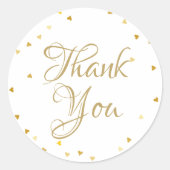 Sticker Rond Gold Script Merci Love Hearts Confetti (Devant)