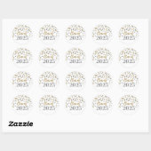 Sticker Rond Gold Silver Confetti Graduation 2025 (Feuille)
