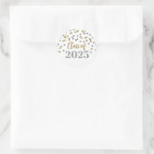 Sticker Rond Gold Silver Confetti Graduation 2025 (Sac)