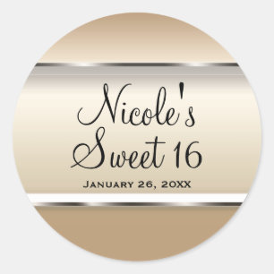 Sticker Rond Gold & Silver Glam Mariage fête d'anniversaire Fav