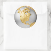 Sticker Rond Gold, Silver Globe. Amérique du Nord. Rendu 3d (Sac)