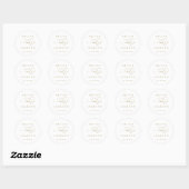 Sticker Rond Gold simple élégant script mariage pour mariage (Feuille)