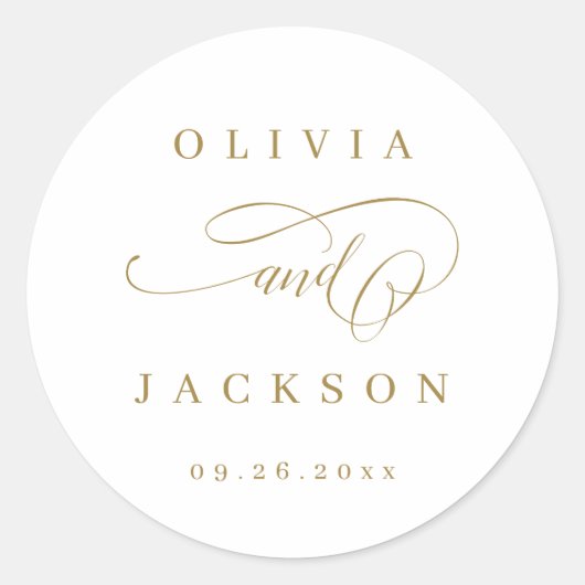 Sticker Rond Gold simple élégant script mariage pour mariage (Devant)