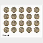 Sticker Rond Gold Skeleton Skull Vintage (Feuille)