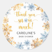 Sticker Rond Gold Snowflakes Merci Baby (Devant)