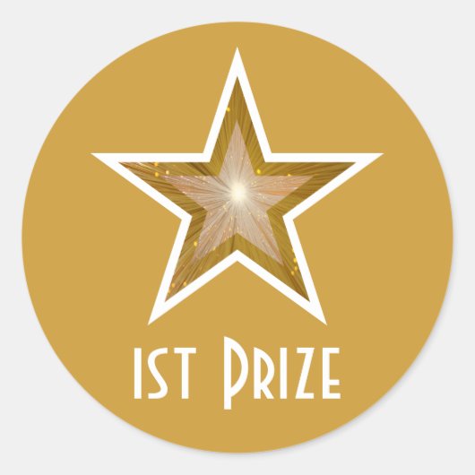 Sticker Rond Gold Star '1st Prize' collant rond jaune (Devant)