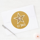 Sticker Rond Gold Star '1st Prize' collant rond jaune (Enveloppe)