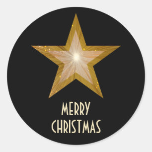 Sticker Rond Gold Star 'Joyeux Noël' collant rond noir