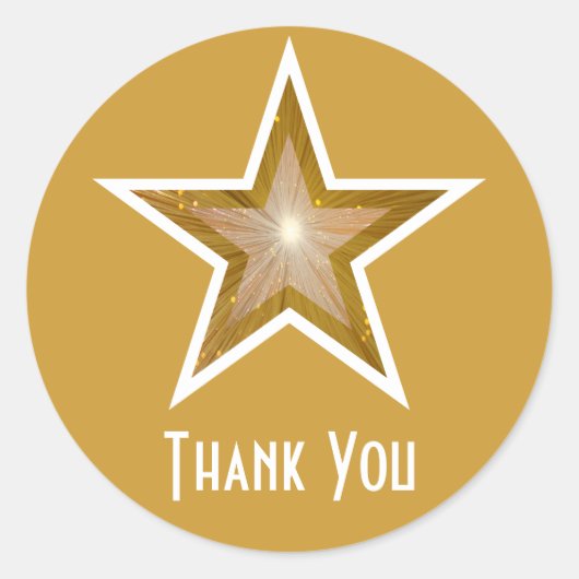 Sticker Rond Gold Star "Merci" collant rond jaune (Devant)