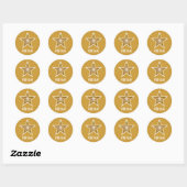Sticker Rond Gold Star 'Nom' collant rond jaune (Feuille)