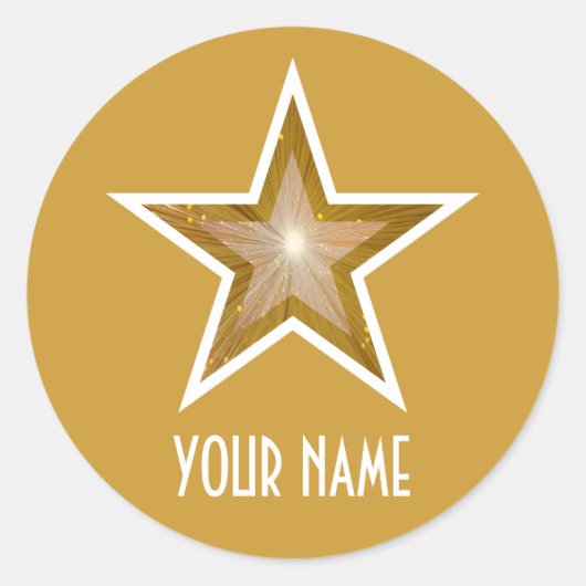 Sticker Rond Gold Star 'Nom' collant rond jaune (Devant)