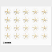 Sticker Rond Gold Starfish Beach Wedding Save Date Seal (Feuille)