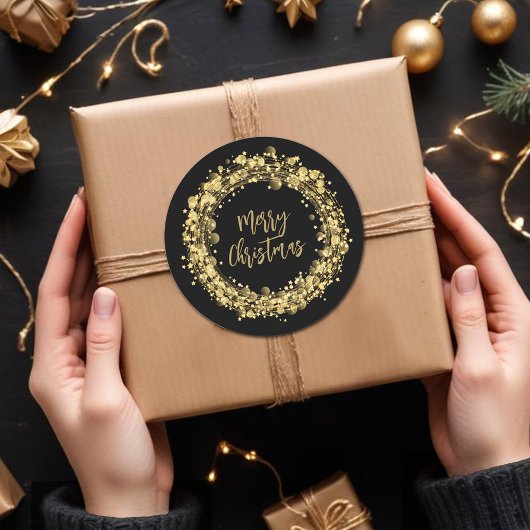 Sticker Rond Gold Stars Joyeux Noël