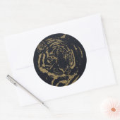 Sticker Rond Gold Tiger noir Design (Enveloppe)