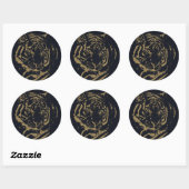 Sticker Rond Gold Tiger noir Design (Feuille)