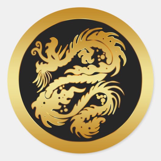 STICKER ROND GOLD TRIBAL DRAGON (Devant)