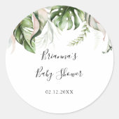 Sticker Rond Gold Tropical Baby shower de verdure Favoriser (Devant)