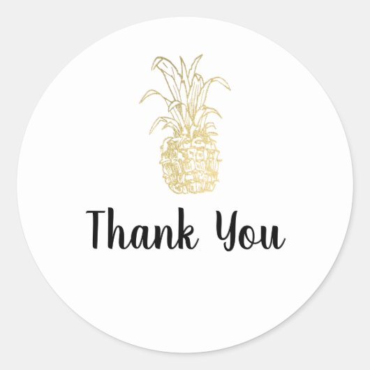 Sticker Rond Gold Tropical Elegant Moderne Ananas Vintage (Devant)