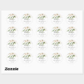 Sticker Rond Gold Tropical Foliage Merci mariage Faveur (Feuille)