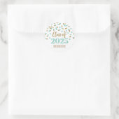 Sticker Rond Gold Turquoise Confetti Graduation 2025 (Sac)