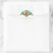 Sticker Rond Gold & Turquoise Sea Shell Glam Beach Élégant Fave (Sac)