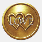 Sticker Rond Gold Two Hearts Intertwined Wedding Love (Devant)