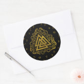 Sticker Rond Gold Valknut Symbole de Runes Pattern (Enveloppe)