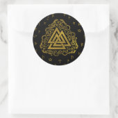 Sticker Rond Gold Valknut Symbole de Runes Pattern (Sac)