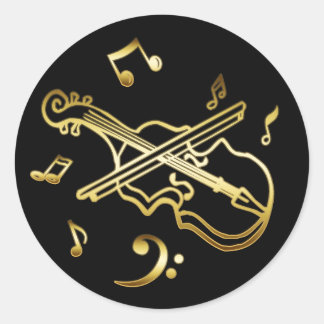 STICKER ROND GOLD VIOLIN