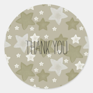 Sticker Rond Gold Watercolor Stars merci