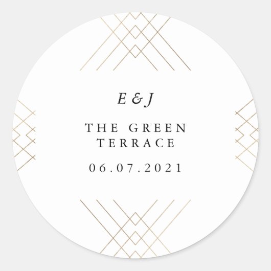 Sticker Rond Gold White Elegance Diamond Geo Deco Mariage (Devant)