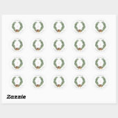 Sticker Rond Gold Winter Greenery Wreath Monogramme Classic Rou (Feuille)