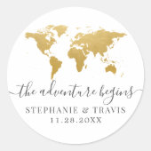 Sticker Rond Gold World Map Aventure commence (Devant)