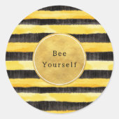 Sticker Rond Gold Yellow Black Bee Stripes (Devant)