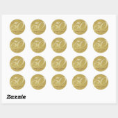Sticker Rond Golden (50e) Anniversaire Faux Metal-Look (Feuille)