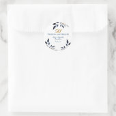 Sticker Rond Golden 50e anniversaire Mariage, or et marine (Sac)