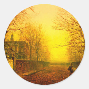 Sticker Rond Golden Autumn John Atkinson Grimshaw