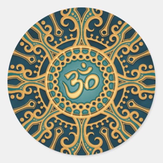 Sticker Rond Golden Blue Aum Star (Devant)