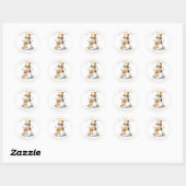 Sticker Rond Golden Christmas Snowman Return Address (Feuille)