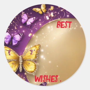 Sticker Rond "Golden Euphoria : Enchanter les papillons papillo