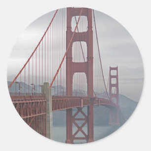 Sticker Rond Golden gate bridge en brume