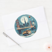 Sticker Rond Golden Gate Holiday Magic San Francisco Christmas (Enveloppe)