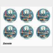 Sticker Rond Golden Gate Holiday Magic San Francisco Christmas (Feuille)