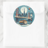 Sticker Rond Golden Gate Holiday Magic San Francisco Christmas (Sac)